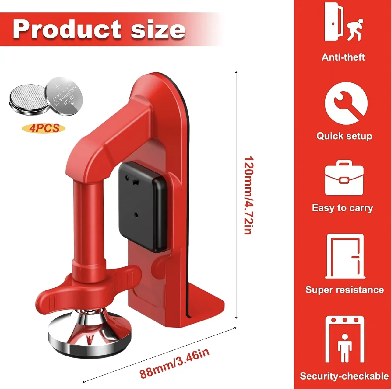 Door Stop Alarm - 1 buah Pengunci Pintu Alarm Portabel